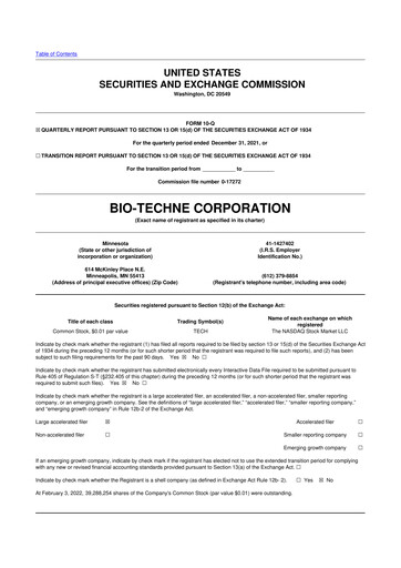 Miniature Bio-Techne 10-Q Rapport trimestriel 2022 