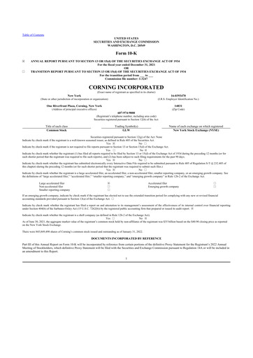 Thumbnail Corning 10-K Annual Report 2021