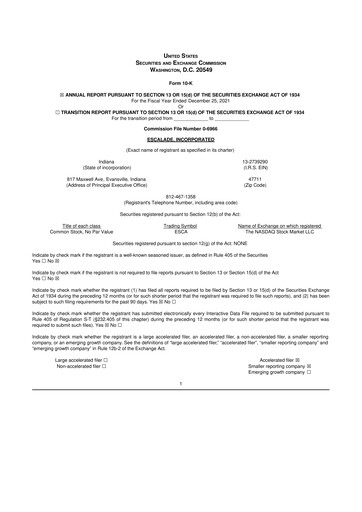 Thumbnail Escalade Sports 10-K Annual Report 2021