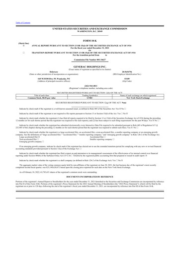 Vorschaubild Generac 10-K Jahresbericht 2021