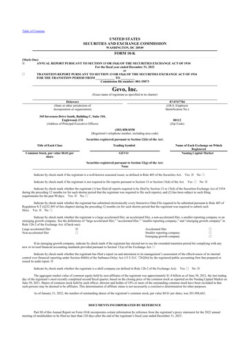 Thumbnail Gevo 10-K Annual Report 2021