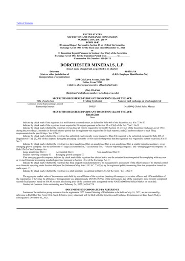 Thumbnail Dorchester Minerals 10-K Annual Report 2021
