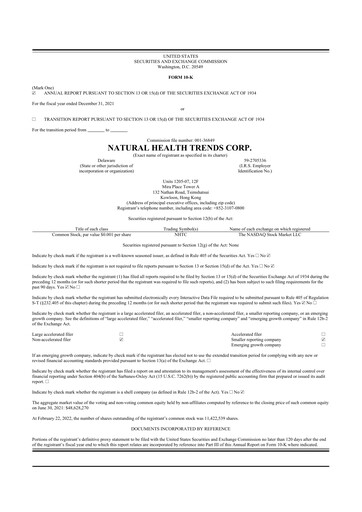 Thumbnail Natural Health Trends 10-K Annual Report 2021