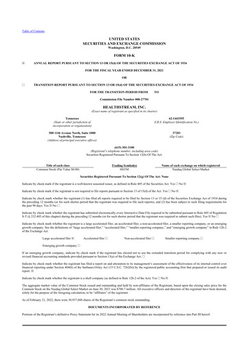 Thumbnail HealthStream 10-K Annual Report 2021