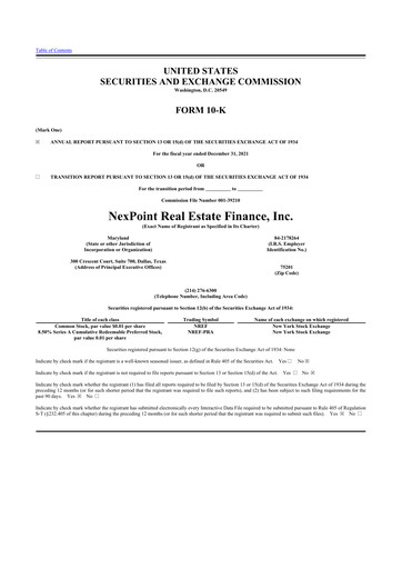 Thumbnail NexPoint Real Estate Finance 10-K Annual Report 2021