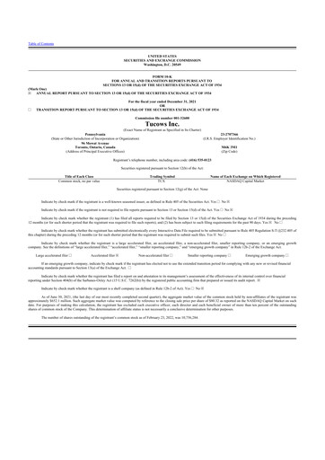 Thumbnail Tucows 10-K Annual Report 2021