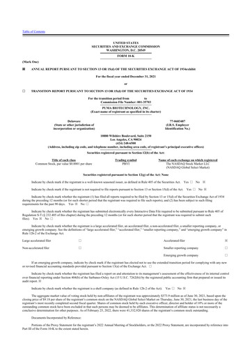 Thumbnail Puma Biotechnology 10-K Annual Report 2021