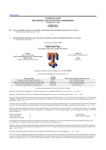 Miniature Tidewater 10-K Rapport annuel 2021