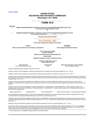 Thumbnail PlayAGS
 10-K Annual Report 2021