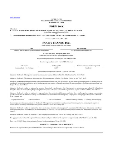 Thumbnail Rocky Brands 10-K Annual Report 2021