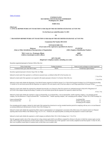 Miniature NSTS Bancorp 10-K Rapport annuel 2021