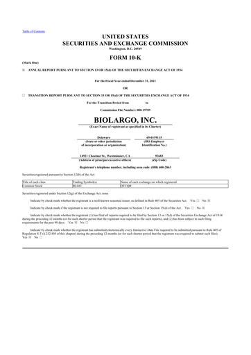 Vorschaubild BioLargo 10-K Jahresbericht 2021