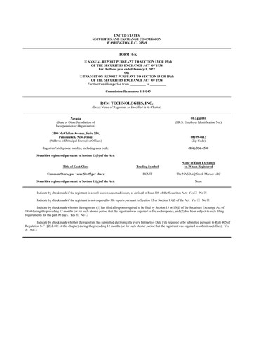 Thumbnail RCM Technologies 10-K Annual Report 2021