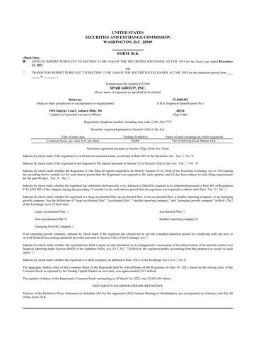 Thumbnail SPAR Group 10-K Annual Report 2021