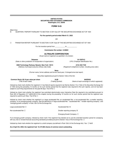 Thumbnail Ultralife Corporation 10-Q Quarterly Report FY2022 