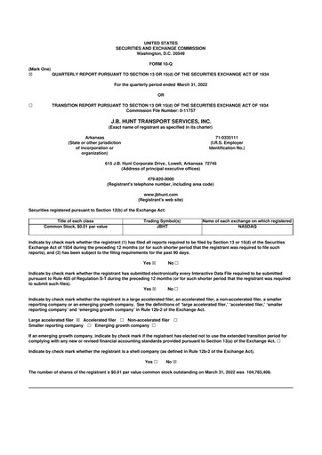 Thumbnail J. B. Hunt
 10-Q Quarterly Report FY2021 