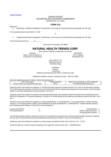 Thumbnail Natural Health Trends 10-Q Quarterly Report FY2022 