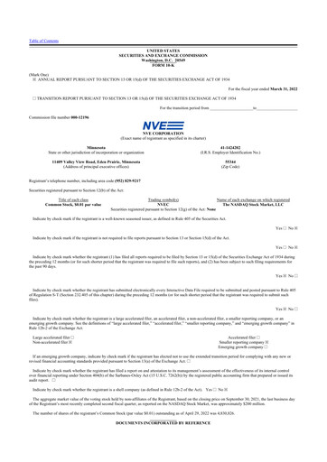 Thumbnail NVE Corporation
 10-K Annual Report 2022
