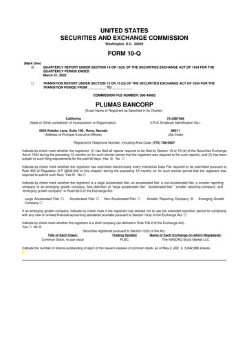 Vorschaubild Plumas Bancorp 10-Q Quartalsbericht 2022 