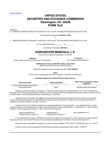 Thumbnail Dorchester Minerals 10-Q Quarterly Report FY2022 
