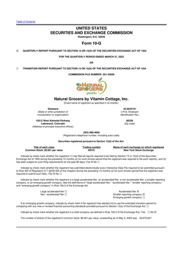 Thumbnail Natural Grocers by Vitamin Cottage 10-Q Quarterly Report FY2022 