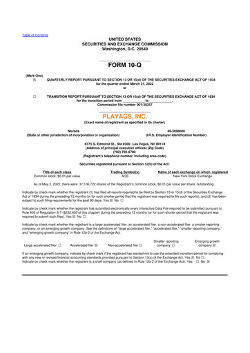 Thumbnail PlayAGS
 10-Q Quarterly Report FY2022 