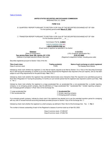 Thumbnail 1-800-Flowers.com, Inc.
 10-Q Quarterly Report FY2022 