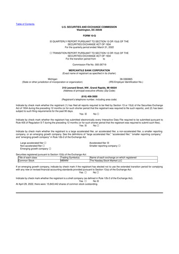 Thumbnail Mercantile Bank 10-Q Quarterly Report FY2022 