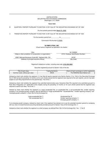 Thumbnail Olympic Steel
 10-Q Quarterly Report FY2022 