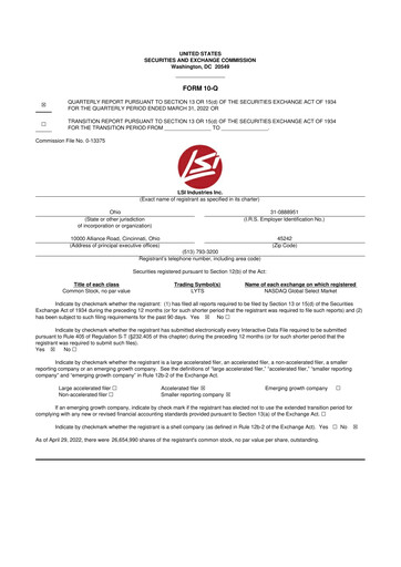 Miniature LSI Industries 10-Q Rapport trimestriel 2022 
