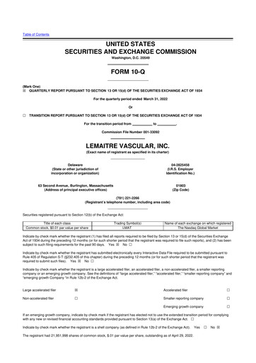 Thumbnail LeMaitre Vascular 10-Q Quarterly Report FY2022 