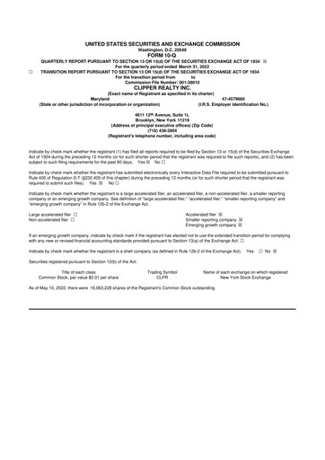 Thumbnail Clipper Realty 10-Q Quarterly Report FY2022 