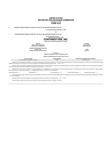 Thumbnail Contango Ore 10-Q Quarterly Report FY2022 