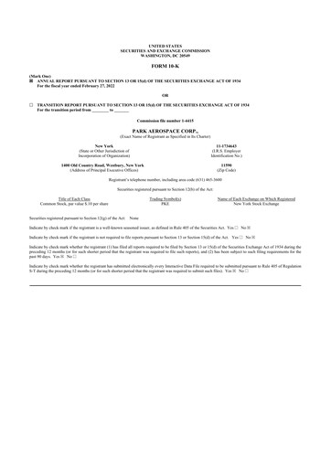 Thumbnail Park Aerospace 10-K Annual Report 2022