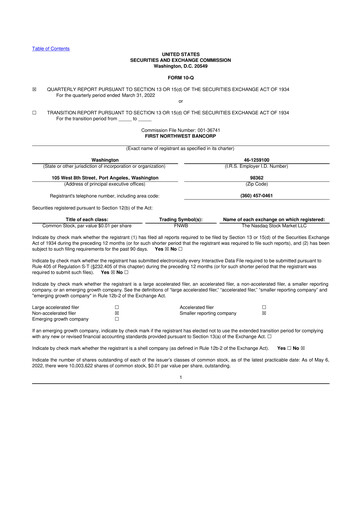Thumbnail First Northwest Bancorp 10-Q Quarterly Report FY2022 