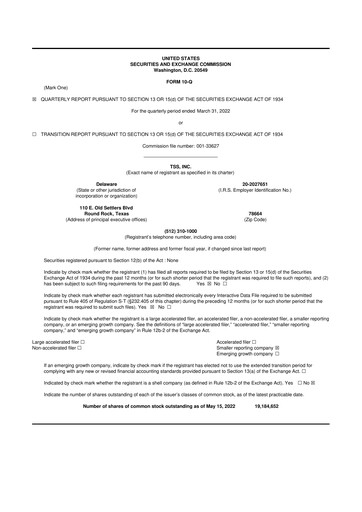 Miniature TSS, Inc. 10-Q Rapport trimestriel 2022 