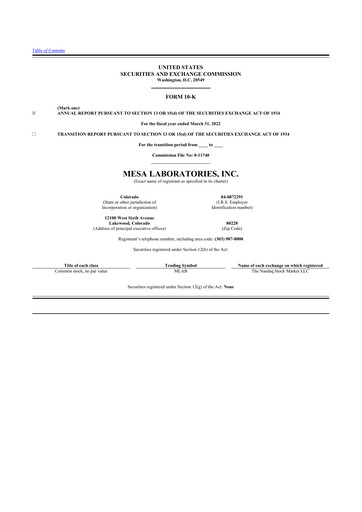 Thumbnail Mesa Laboratories 10-K Annual Report 2022