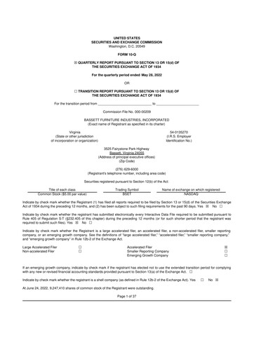 Vorschaubild Bassett Furniture 10-Q Quartalsbericht 2022 