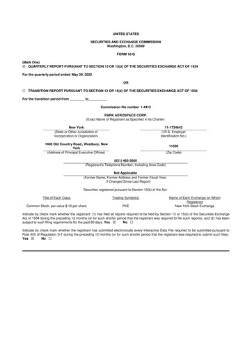 Miniature Park Aerospace 10-Q Rapport trimestriel 2023 