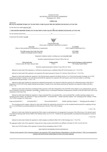 Thumbnail Value Line 10-K Annual Report 2022