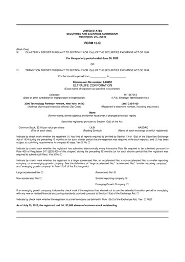 Thumbnail Ultralife Corporation 10-Q Quarterly Report FY2022 