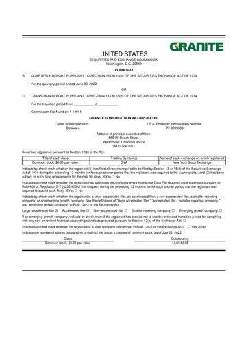 Thumbnail Granite Construction
 10-Q Quarterly Report FY2022 