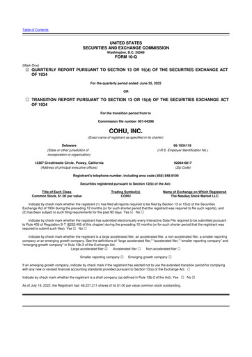 Thumbnail Cohu 10-Q Quarterly Report FY2022 