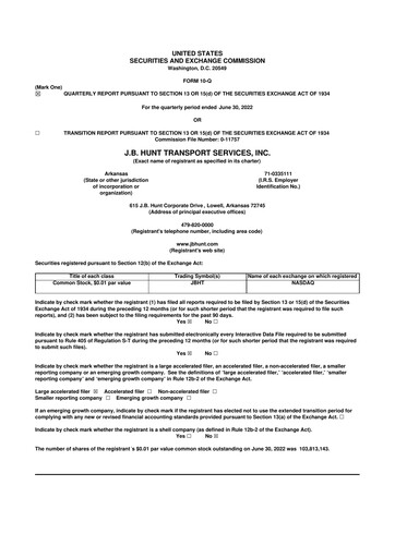 Thumbnail J. B. Hunt
 10-Q Quarterly Report FY2021 