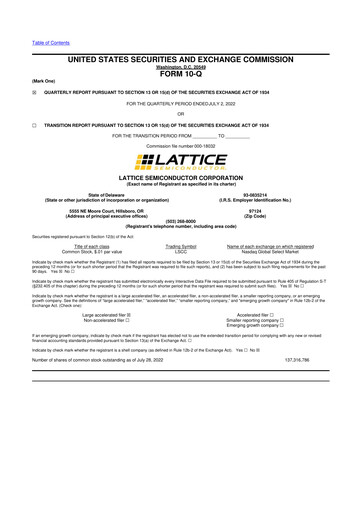 Vorschaubild Lattice Semiconductor 10-Q Quartalsbericht 2022 