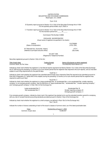 Thumbnail Escalade Sports 10-Q Quarterly Report FY2022 