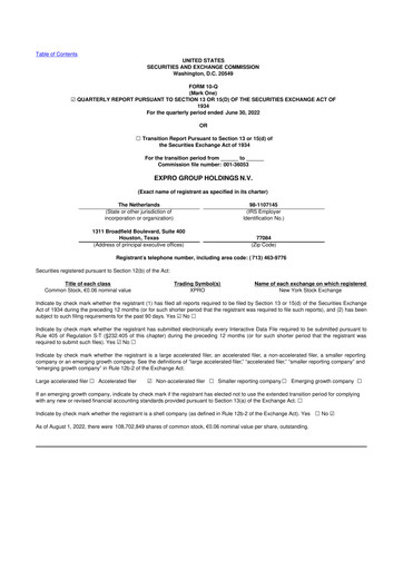 Miniature Expro Group 10-Q Rapport trimestriel 2022 