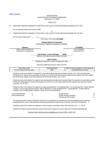 Thumbnail NRC Health
 10-Q Quarterly Report FY2022 
