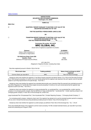 Thumbnail MRC Global
 10-Q Quarterly Report FY2022 