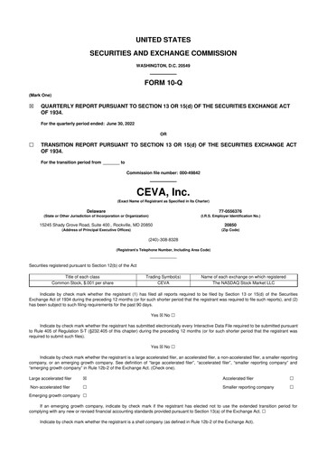 Thumbnail CEVA
 10-Q Quarterly Report FY2022 